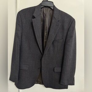 Lauren Ralph Lauren Men's 100%Wool Sport Coat Gray Windowpane Plaid Pattern 44L